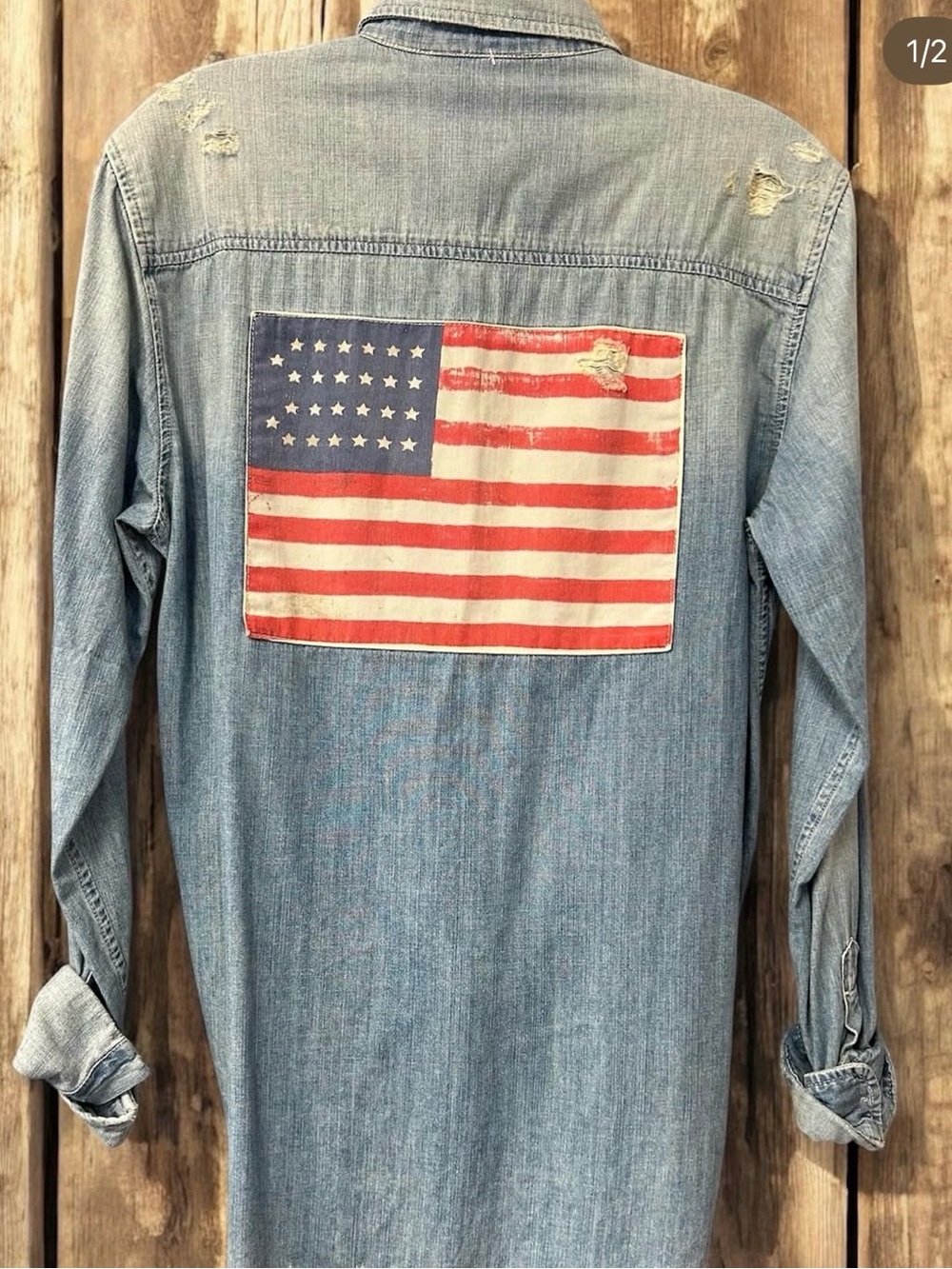 Mother Denim - 4th of July Shirt with American Flag Patch size XS